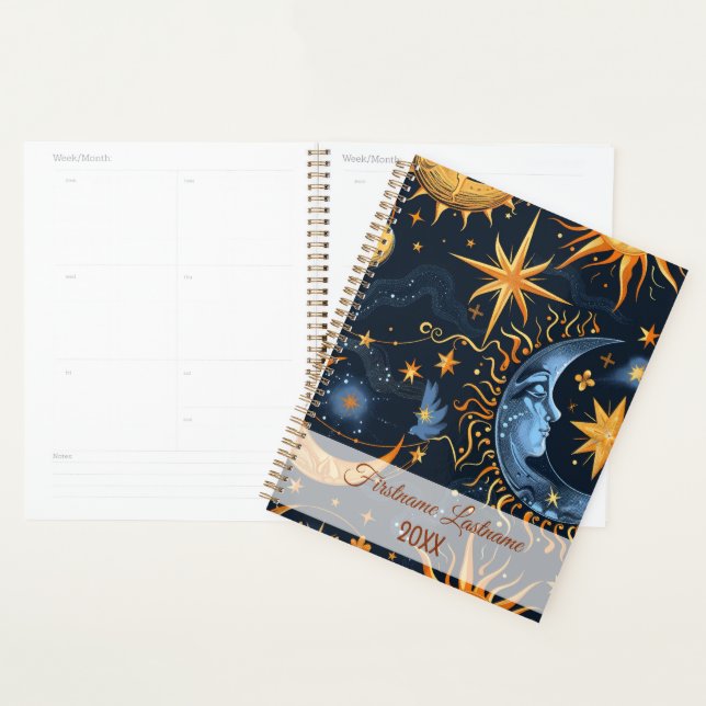 Create Your Own Midnight Blue & Gold Celestial Planner (Display)