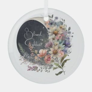 Create Your Own Midnight Floral Crescent Moon Glass Tree Decoration