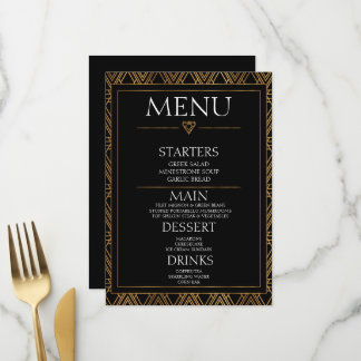 Create Your Own - Minimalist Black Art Deco Menu