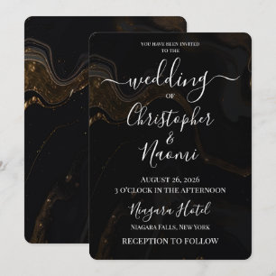 Create Your Own Minimalist Black & Gold Wedding Invitation