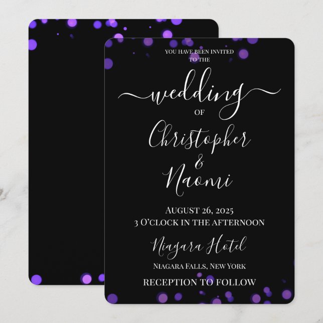 Create Your Own Minimalist Bokeh Edge Wedding Invitation (Front/Back)
