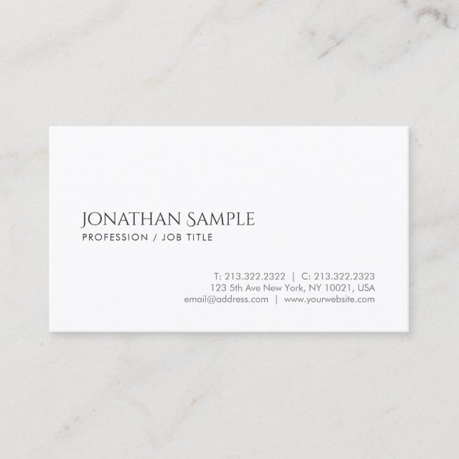Create Your Own Minimalist Elegant Professional Business Card (Front)