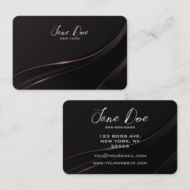 Create Your Own Minimalist Light Ribbon Black Business Card (Front/Back)