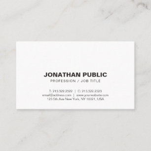 Create Your Own Minimalist Modern Chic White Plain Business Card