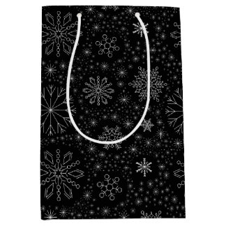 Create Your Own Minimalist Vintage Snowflakes Medium Gift Bag