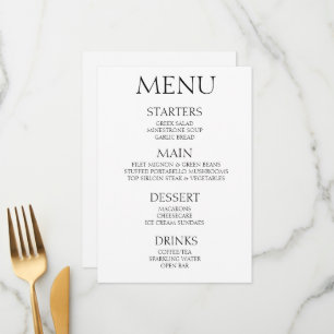 Create Your Own - Minimalist White Event Menu