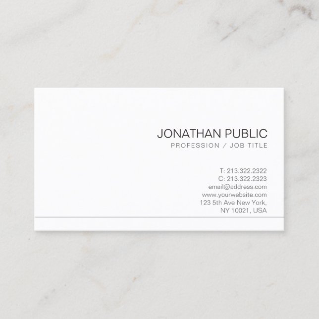 Create Your Own Minimalistic Design Elegant Plain Business Card (Front)