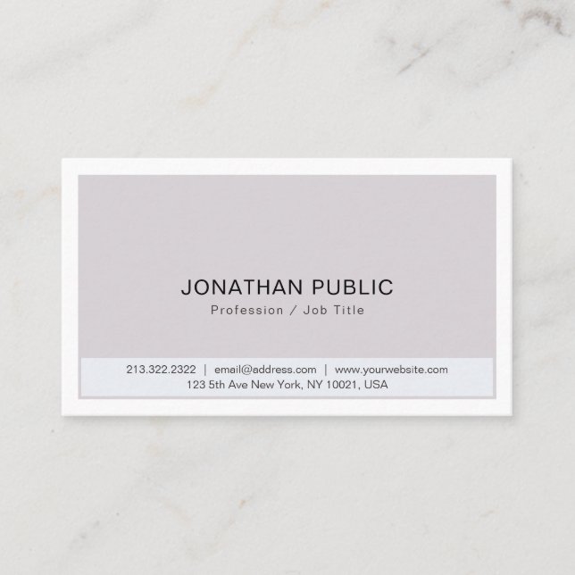 Create Your Own Minimalistic Modern Elegant Colour Business Card (Front)