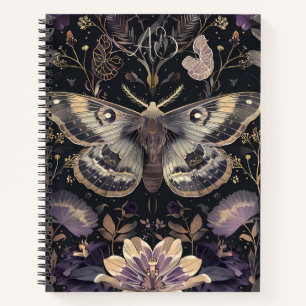 Create Your Own Misty Blue Moth Purple Flowers Notebook