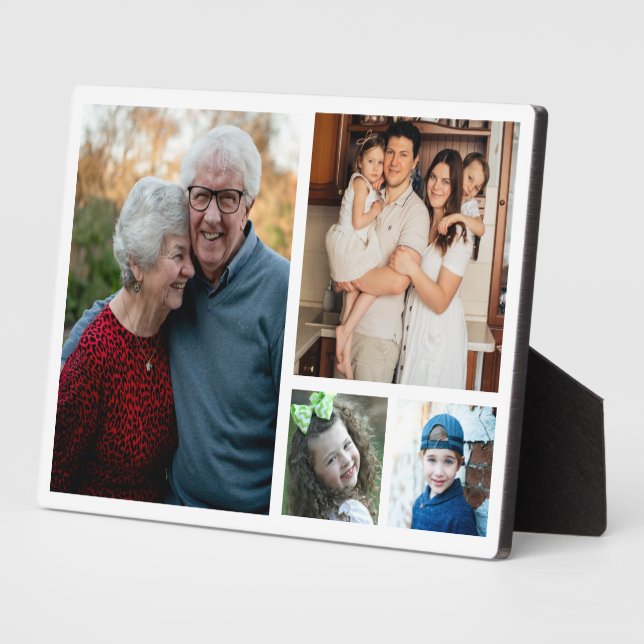 Create Your Own Modern 4 Family Photo Collage  Plaque (Side)