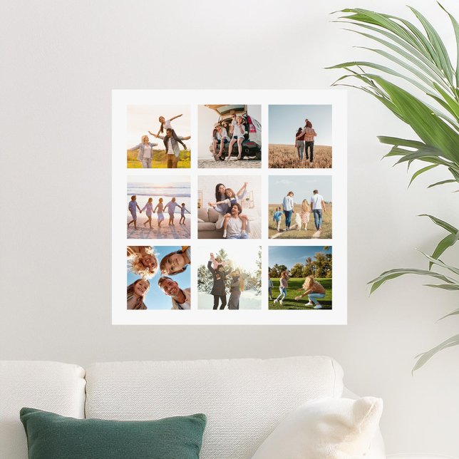 Create Your Own Modern 9 Photo Collage Square Poster (Creator Uploaded)