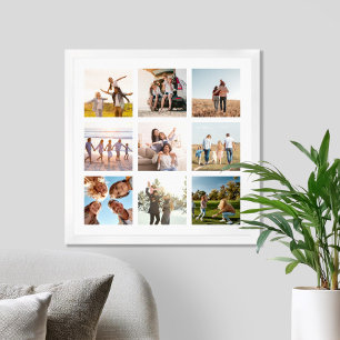 Create Your Own Modern 9 Photo Collage Square Poster