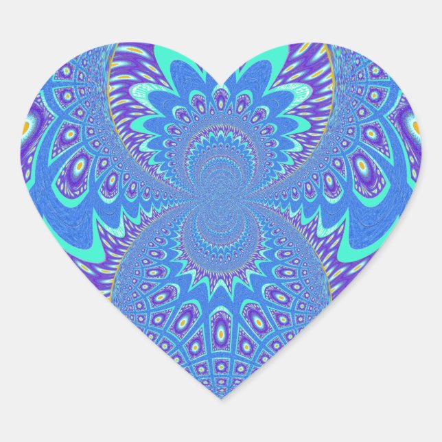 Create Your Own Modern Blue art Heart Sticker (Front)