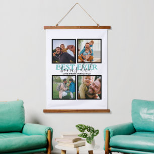 Create your own Modern Bonus Dad 4 Photo Collage Hanging Tapestry