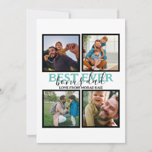 Create your own Modern Bonus Dad 4 Photo Collage Holiday Card