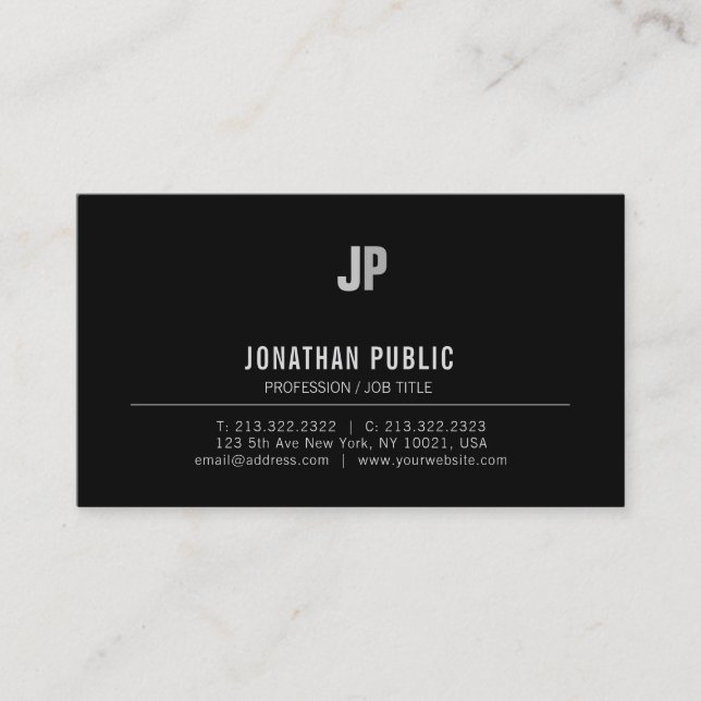 Create Your Own Modern Chic Monogram Plain Business Card (Front)
