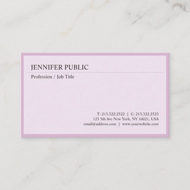 Create Your Own Modern Elegant Design Clean Plain Business Card (Front)