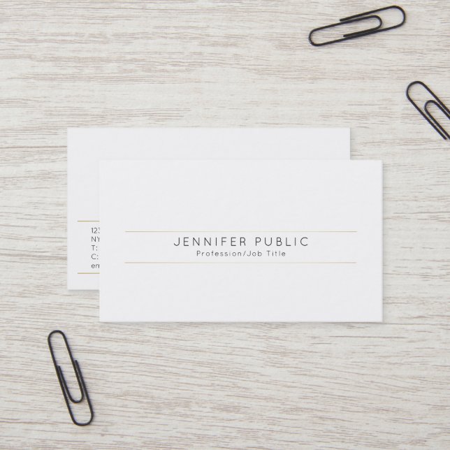 Create Your Own Modern Elegant Design White Gold Business Card (Front/Back In Situ)