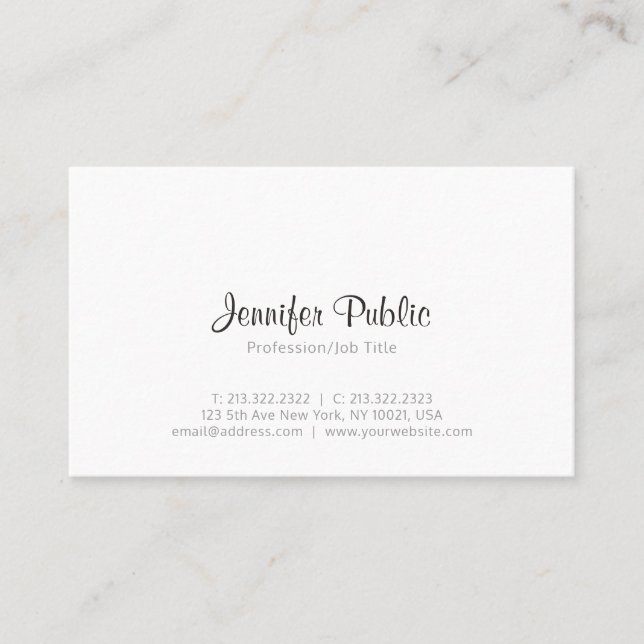 Create Your Own Modern Elegant Minimalist Plain Business Card (Front)