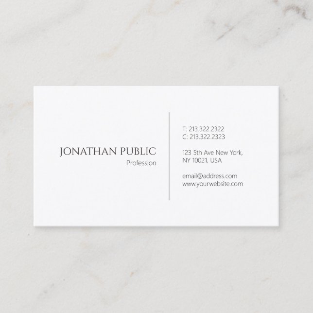 Create Your Own Modern Elegant Simple Plain Business Card (Front)