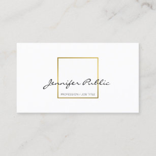 Create Your Own Modern Elegant White Gold Clean Business Card