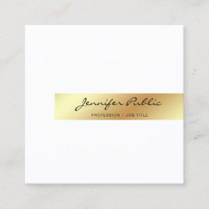 Create Your Own Modern Elegant White Gold Smart Square Business Card