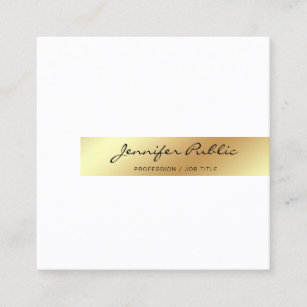 Create Your Own Modern Elegant White Gold Smart Square Business Card