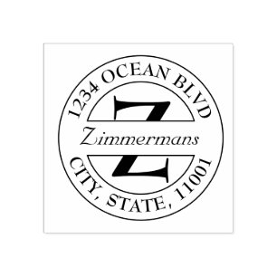 Create Your Own Modern Family Monogram Round Rubber Stamp