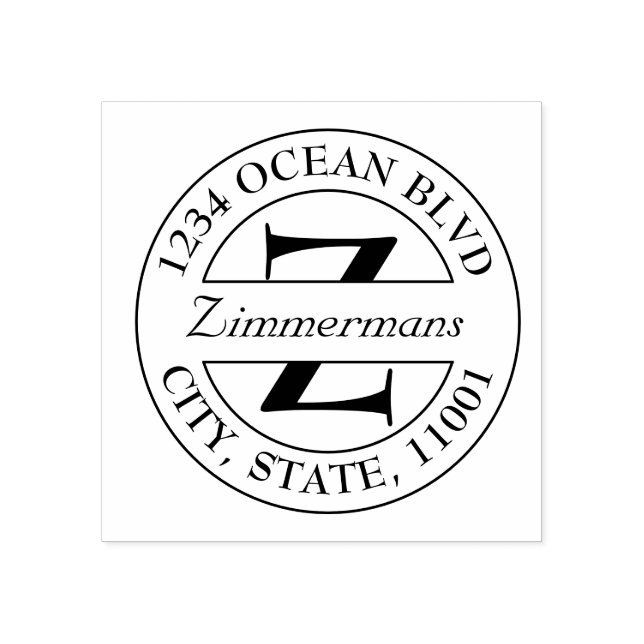 Create Your Own Modern Family Monogram Round   Rubber Stamp (Imprint)