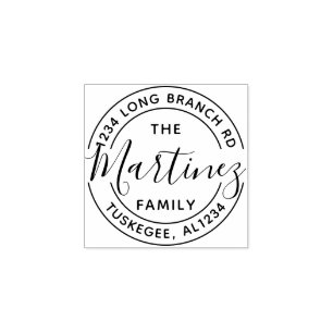 Create Your Own Modern Family Name Return Address  Rubber Stamp