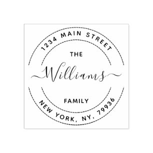 Create Your Own Modern Family Name Return Address Rubber Stamp