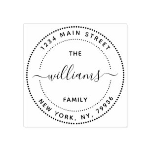 Create Your Own Modern Family Name Return Address Rubber Stamp