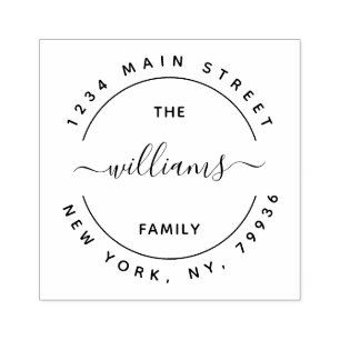 Create Your Own Modern Family Name Return Address Rubber Stamp
