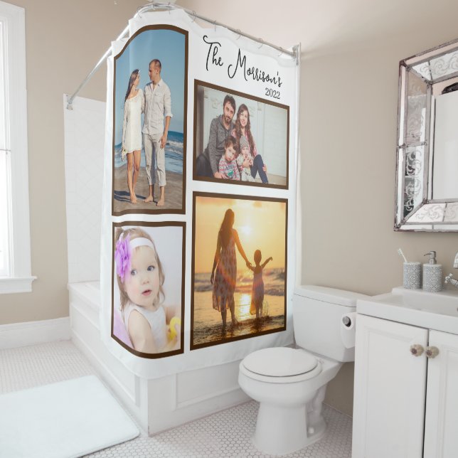 Create your own Modern Family Travel Photo Collage Shower Curtain (In Situ)