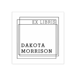 Create Your Own Modern Geometric Ex Libris Name Rubber Stamp