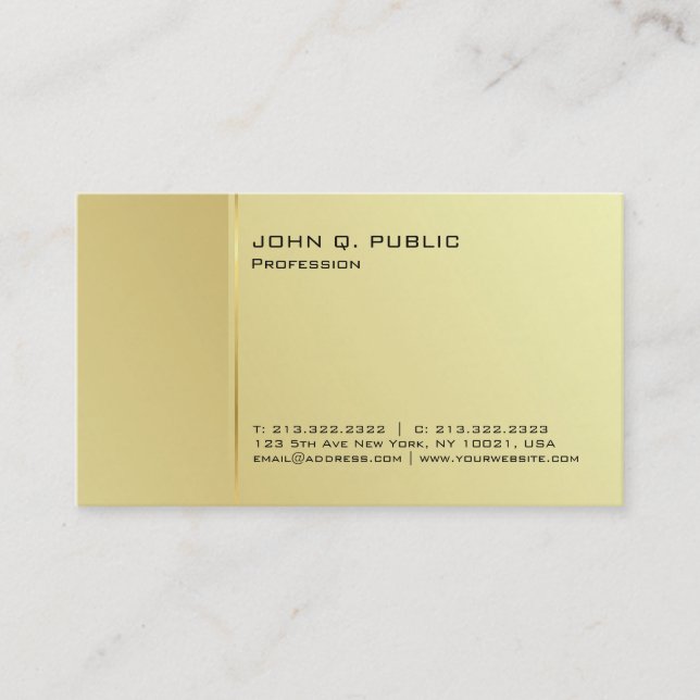 Create Your Own Modern Gold Signature UV Matte Business Card (Front)