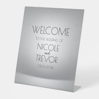 Create Your Own Modern Grey Custom Wedding Welcome Pedestal Sign