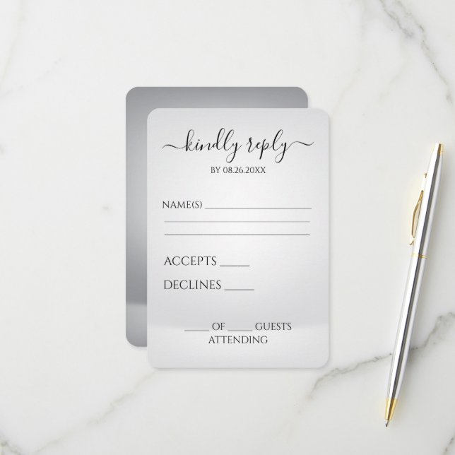 Create Your Own Modern Grey RSVP Card (Front/Back In Situ)