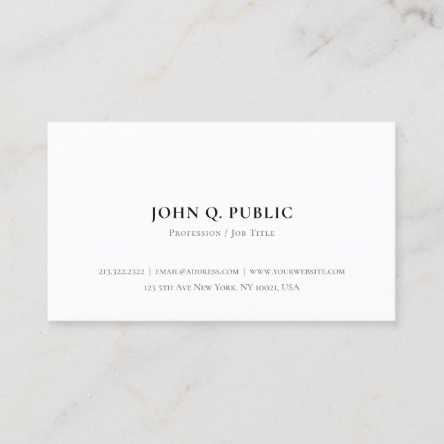 Create Your Own Modern Minimalist Elegant Simple Business Card (Front)