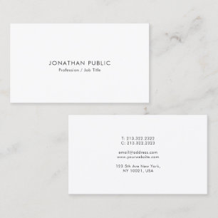 Create Your Own Modern Minimalist Elegant White Business Card