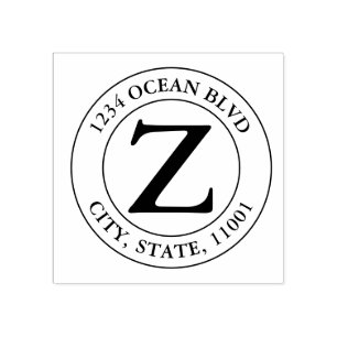 Create Your Own Modern Monogram Family Name Round Rubber Stamp