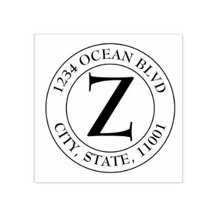 Create Your Own Modern Monogram Family Seal Round Rubber Stamp