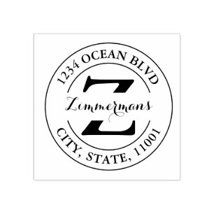Create Your Own Modern Monogram Round Rubber Stamp