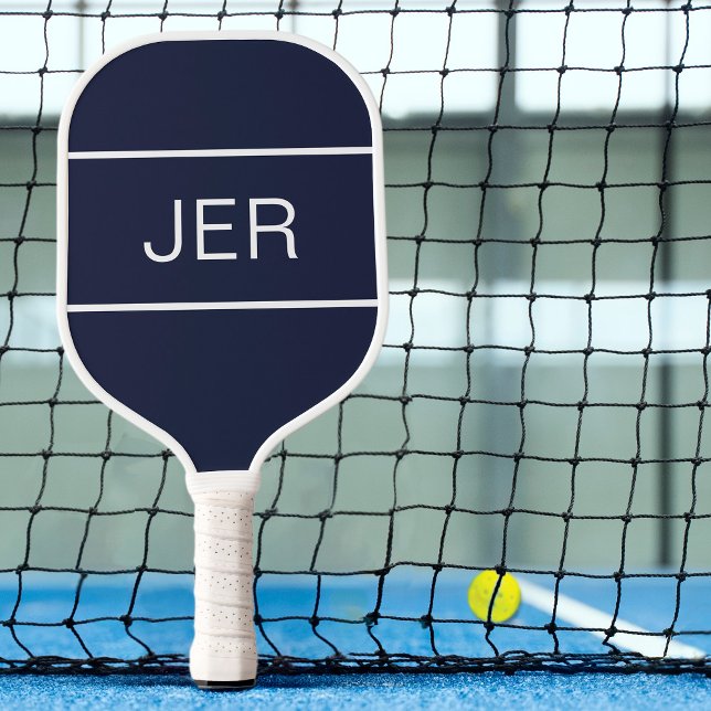 Create your own Modern Monogrammed Initials Blue  Pickleball Paddle (Navy Blue Personalized Monogrammed Initials Custom Sports Pickleball Paddle For Him or For Her)