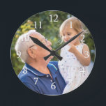 Create Your Own Modern  One Photo   Round Clock<br><div class="desc">Keepsake wall clock personalized with grandfather and grand kid photo. Makes a memorable gift for grandpa for birthday, holidays and grandparents day.</div>