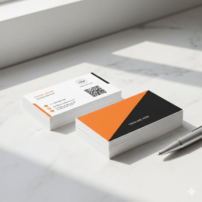 Create Your Own Modern Orange & Black Business Card (Creator Uploaded)