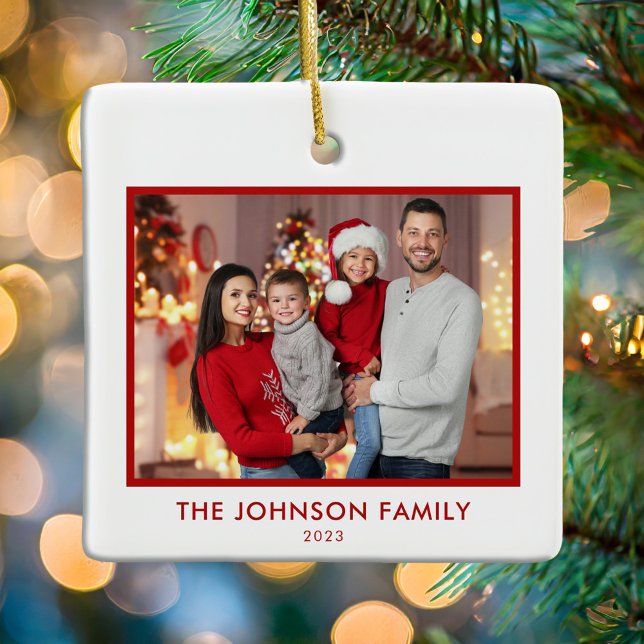 Create Your Own Modern Personalised Family Photo Ceramic Ornament (Creator Uploaded)