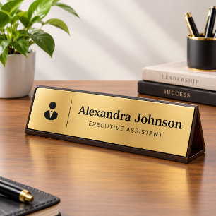 Create Your Own Modern Professional Luxury Gold Sp Desk Name Plate