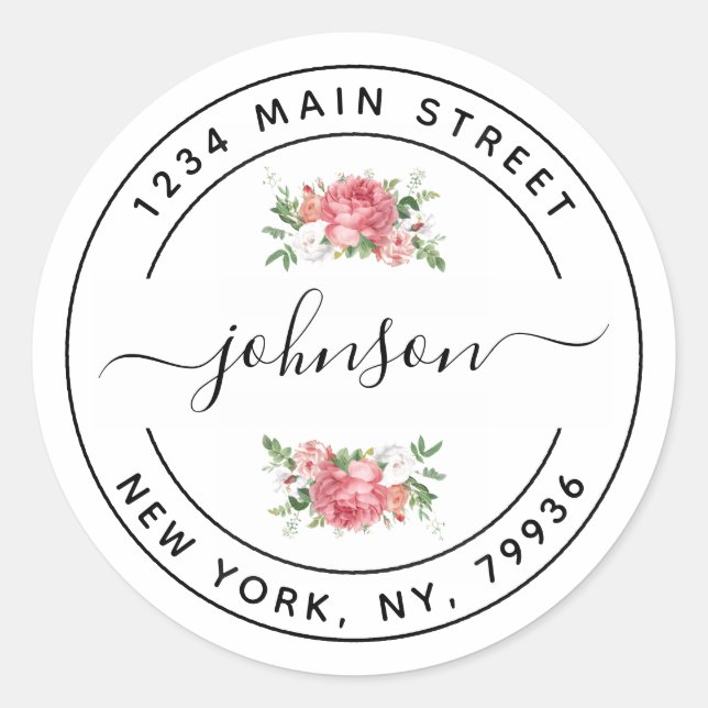 Create Your Own Modern Return Address  Classic Round Sticker (Front)