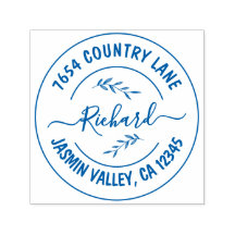 Create Your Own Modern Round Return Address blue